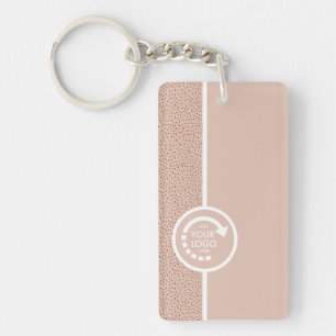 YOUR OWN LOGO with QR CODE Beige & Terracotta Key Ring