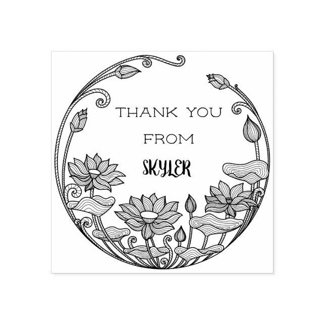 Your Own Modern & Chic Thank You Custom Name Rubber Stamp (Imprint)