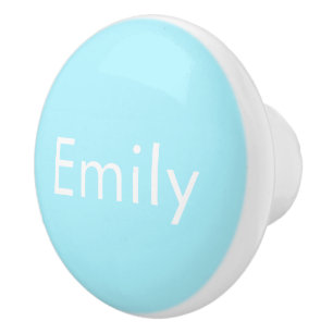 Your Own Name or Word   Soft Sky Blue Ceramic Knob