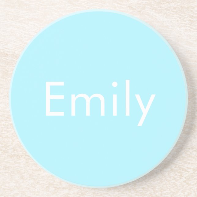Your Own Name or Word | Soft Sky Blue Coaster (Front)