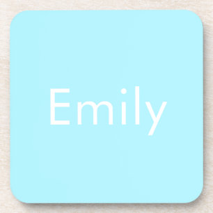 Your Own Name or Word   Soft Sky Blue Coaster