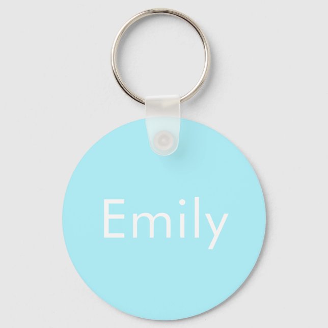 Your Own Name or Word | Soft Sky Blue Key Ring (Front)