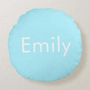 Your Own Name or Word   Soft Sky Blue Round Cushion