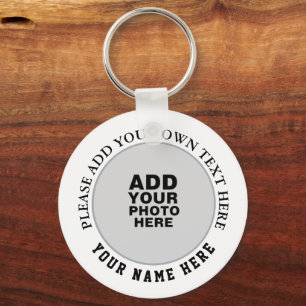 Your own name, text & keepsake photo  key ring
