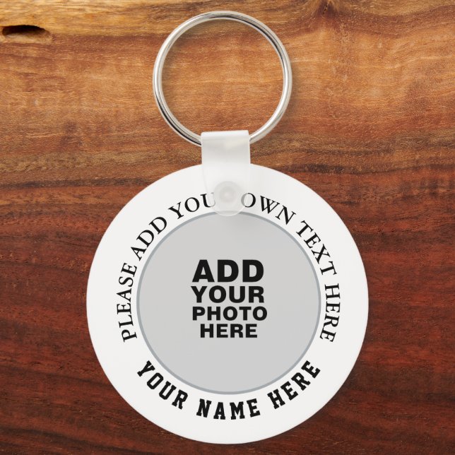 Your own name, text & keepsake photo  key ring (Front)