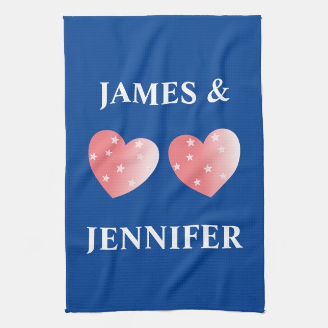 Your Own Names And Photos Tea Towel (Vertical)