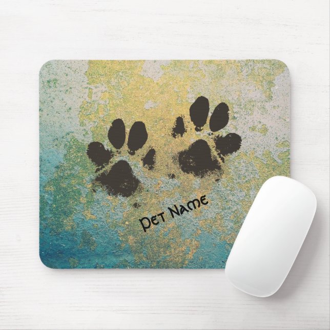 Your Own Pet's Paw Prints on Painted Concrete Mouse Mat (With Mouse)
