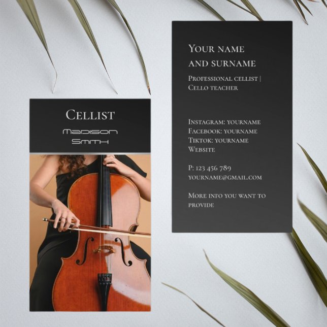 Your own photo cello cellist violin Business Card (Creator Uploaded)