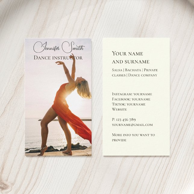 Your own photo dance teacher gold Business Card (Creator Uploaded)