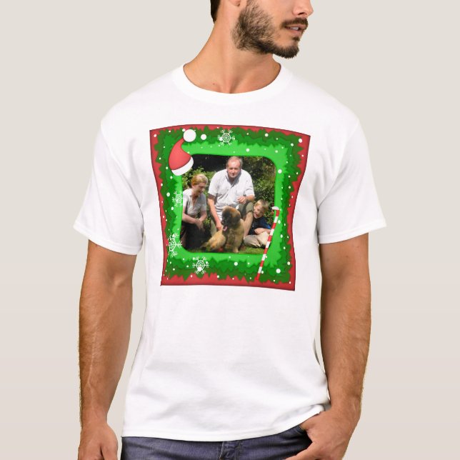 Your own photo in a Christmas frame! - T-Shirt (Front)