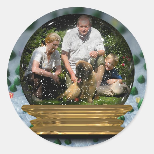 Your own photo in a Snowglobe Frame! - Classic Round Sticker (Front)
