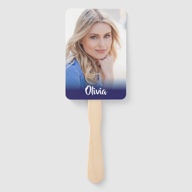 Your Own Photo Monogram Birthday Hand Fan (Back)