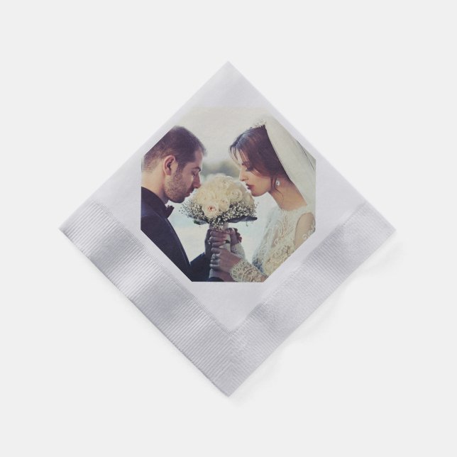 YOUR OWN PHOTO Wedding Reception Paper Napkins (Corner)