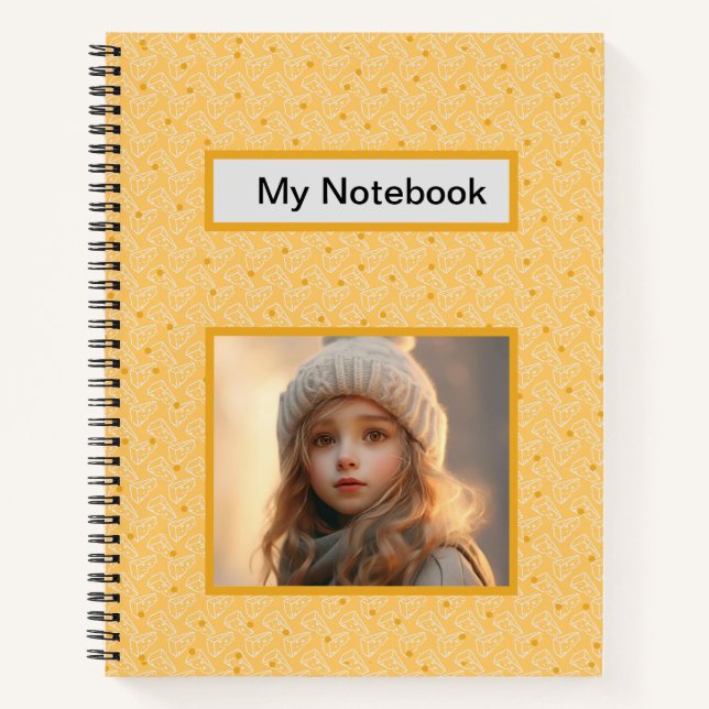 Your own photo with a yellow cheese pattern  notebook (Front)