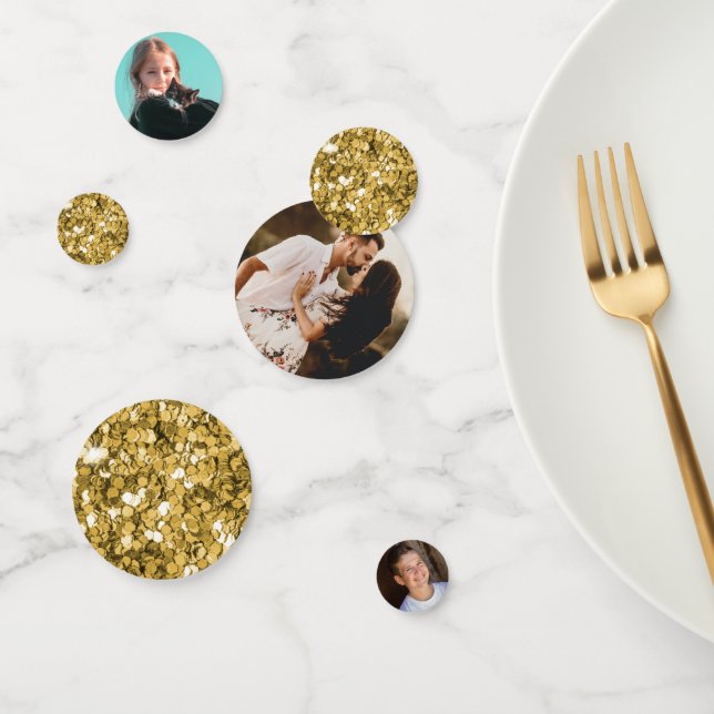 Your Own Photos Custom Gold Wedding Shower Confetti (Group)