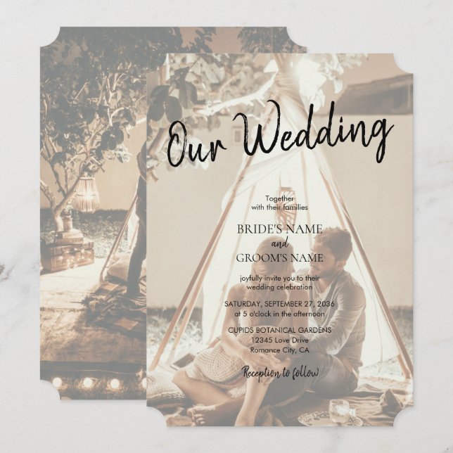 Your Own Photos Faded Wedding Invitations (Front/Back)