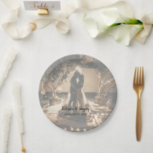Your Own Photos Faded Wedding  Paper Plate