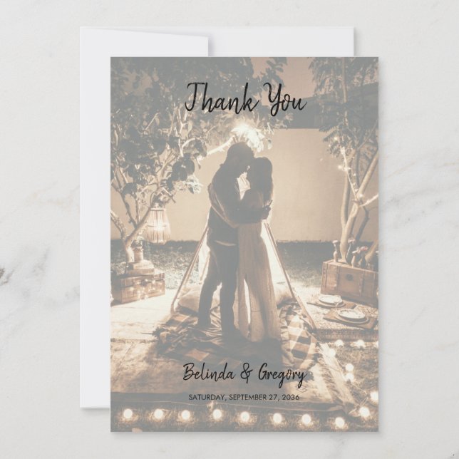 Your Own Photos Faded Wedding Thank You Card (Back)