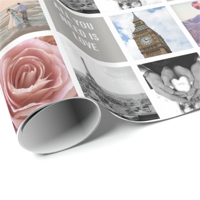 Your Own Photos | Wedding 51-Image Collage Gift Wrapping Paper (Roll Corner)