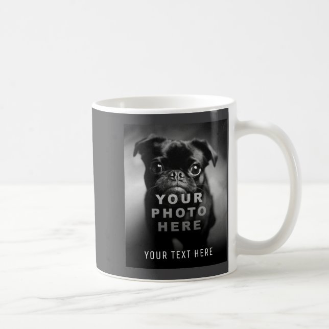Your Own Simple Single Photo Text  Coffee Mug (Right)
