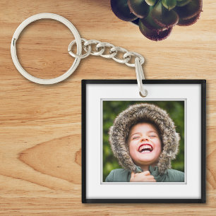 Your Own Square 2 Photo Framed Black Shadow Inlay Key Ring