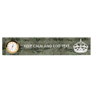 Your Own Text Digital Camo Woodland Keep Calm Nameplate