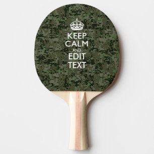 Your Own Text Digital Camo Woodland Keep Calm Ping Pong Paddle