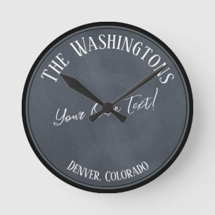 Your Own Text on Chalk Board Effect Wall Clock