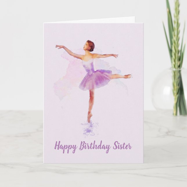 Your Own Text on this Lovely Lilac Ballerina Card (Front)