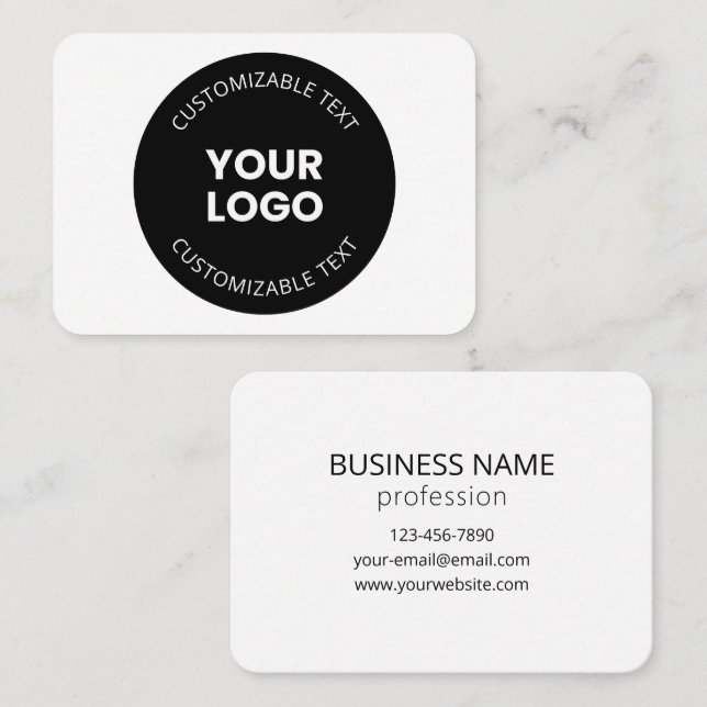 Your Own Uploaded Business Logo w/Editable Text Business Card (Front/Back)