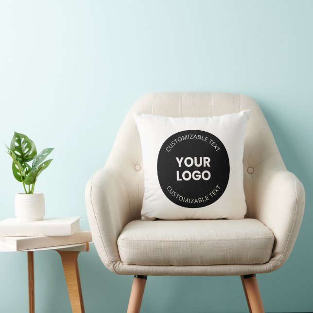 Your Own Uploaded Business Logo w/Editable Text Cushion (Chair)