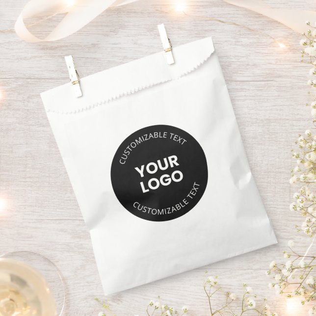 Your Own Uploaded Business Logo w/Editable Text Favour Bags (Clipped)