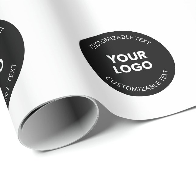 Your Own Uploaded Business Logo w/Editable Text Wrapping Paper (Roll Corner)