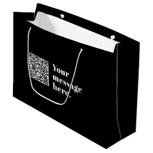 Your own Uploaded QR code & Editable Retro Text Large Gift Bag