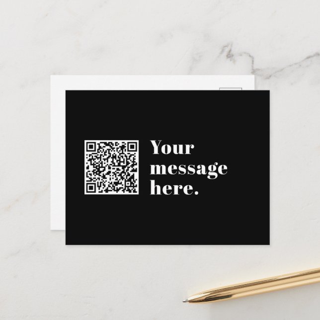 Your own Uploaded QR code & Editable Retro Text Postcard (Front/Back In Situ)