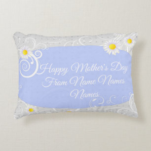 Your own words Mother's Day Text Blue Floral Decorative Cushion