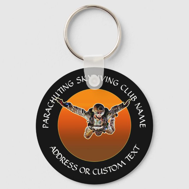 Your Parachuting Club Or Skydiving Club Name Key Ring (Front)