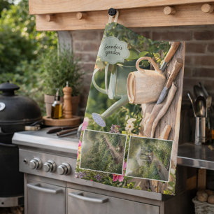 Your personal coffee before gardening photo tea towel