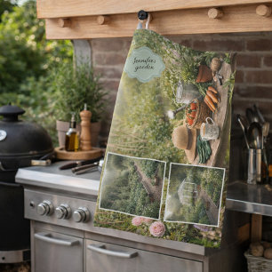 Your personal coffee before gardening photo tea towel