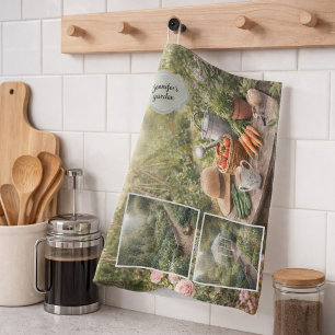 Your personal coffee before gardening photo tea towel