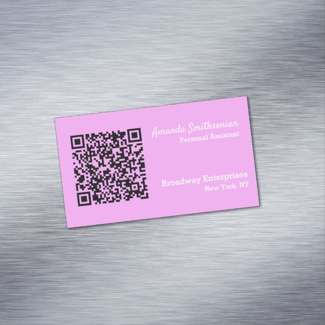Your Personal QR Code Linked to Your URL Purple  Magnetic Business Card (In Situ)