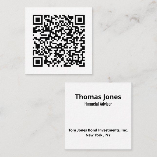 Your Personal QR Code Linked to Your URL Square Business Card (Front/Back)