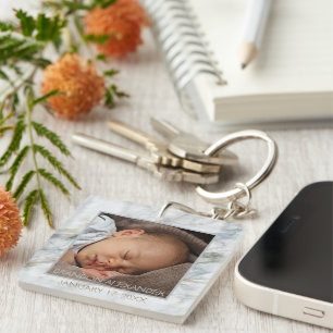 Your Personalised Elegant Blue Grey Marble Pattern Key Ring