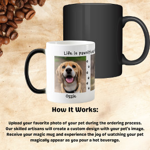 Your Pet 3 Photo Collage Paw Print Magic Mug