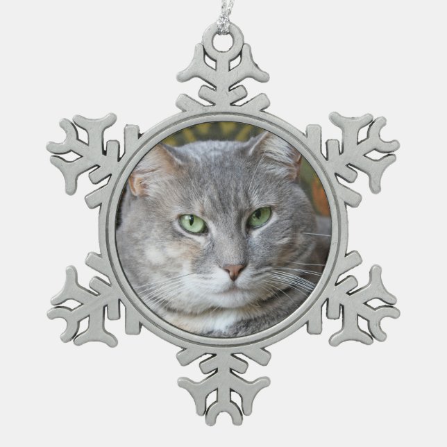 Your Pet Cat Photo Snowflake Ornament (Front)