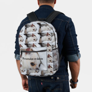 Your pet dog custom five photos personalised text printed backpack
