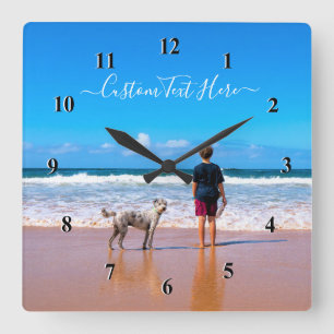 Your Pet Dog Photo Wall Clock Gift and Custom Text