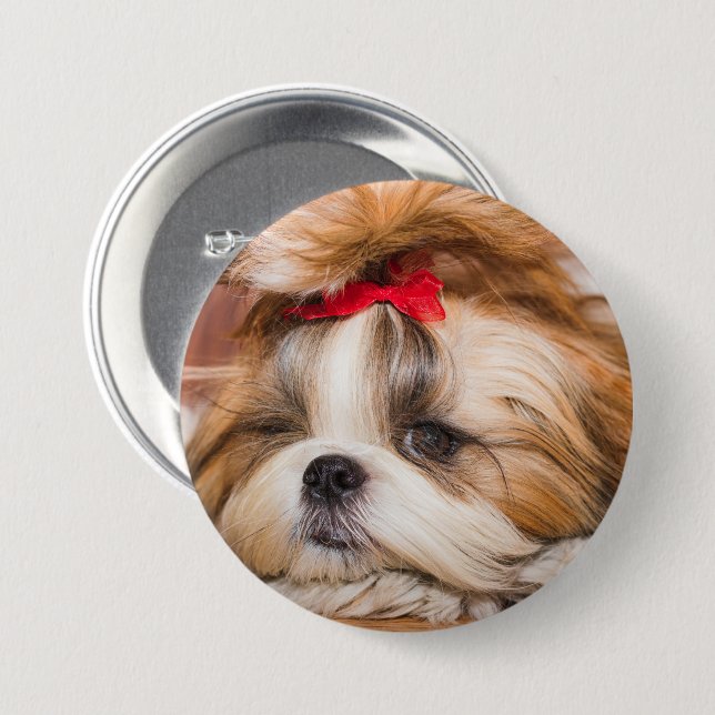 Your pet dog puppy custom photo 7.5 cm round badge (Front & Back)