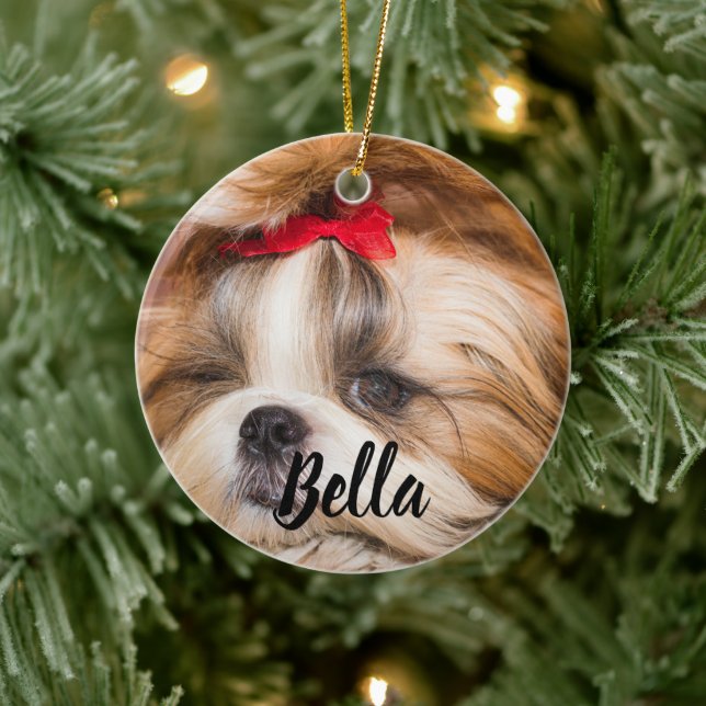 Your pet dog puppy custom photo and name ceramic tree decoration (Tree)