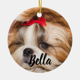 Your pet dog puppy custom photo and name ceramic tree decoration